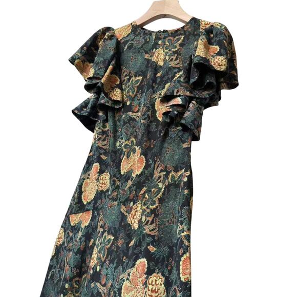 ULLA JOHNSON MARIAM SILK BIAS CUT FLUTTER SLEEVE DRESS US 6 - Picture 7 of 8